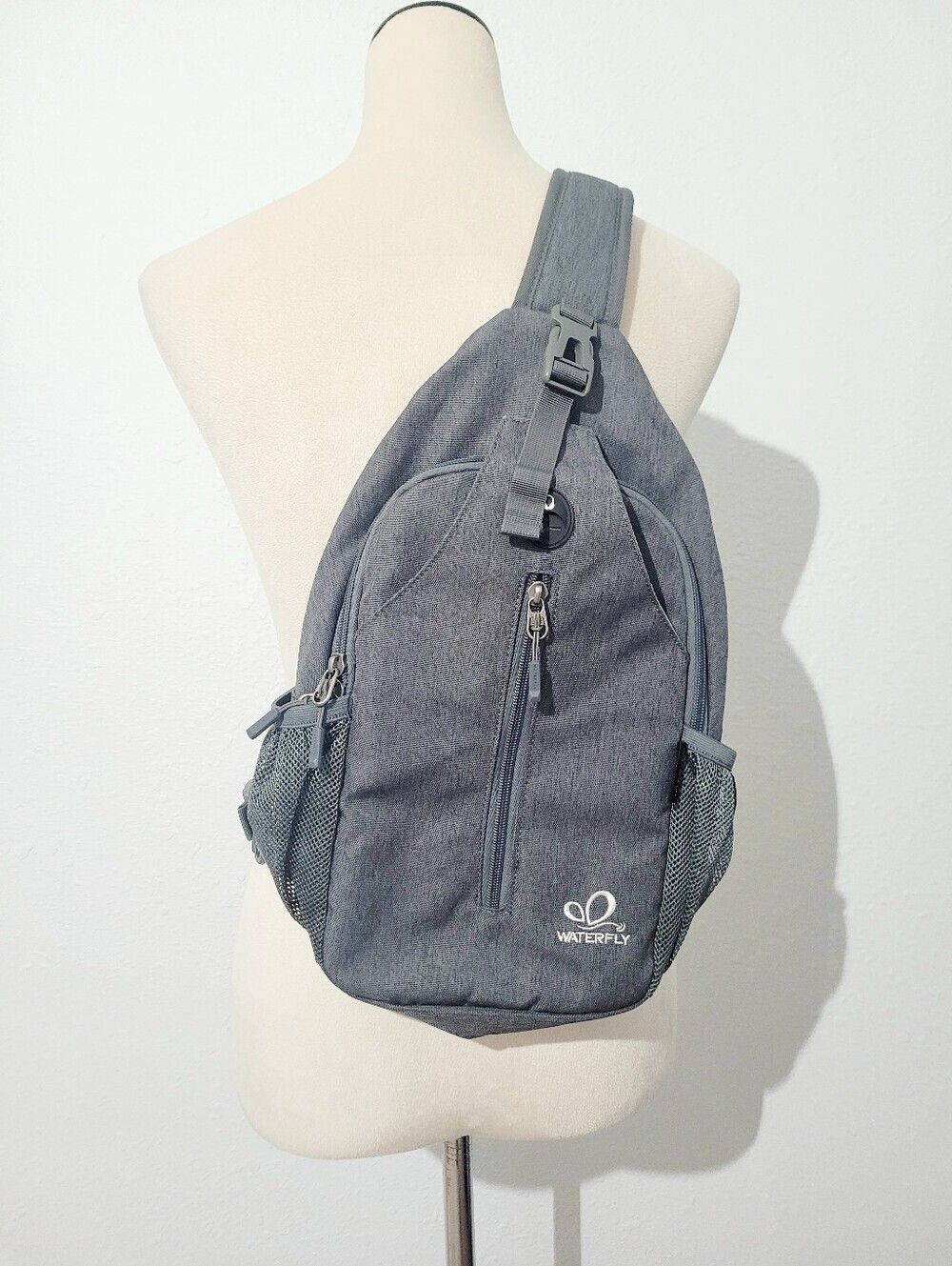 Waterfly Sling Backpack Crossbody Chest Bag Gray Travel Hiking Daypack Unisex